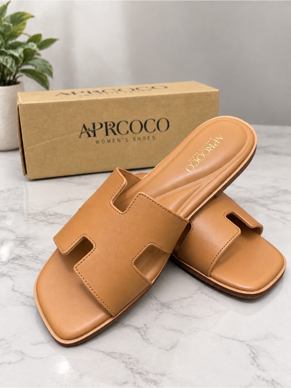 APROCOCO Brown Flat Slide Sandals Size 6.5